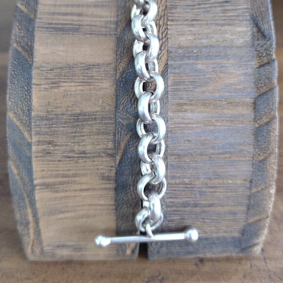 Sterling Italy Large Link Bracelet with Heart Charm - Picture 4 of 6